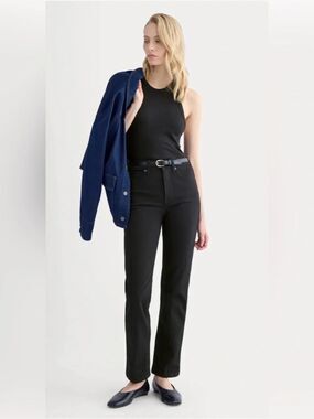 New Everlane HIGH-RISE CIGARETTE JEAN Black 28 Sleek Polished Minimalist
